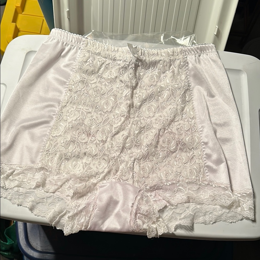 Elegant White Lace Satin Shear Shapewear (3X)